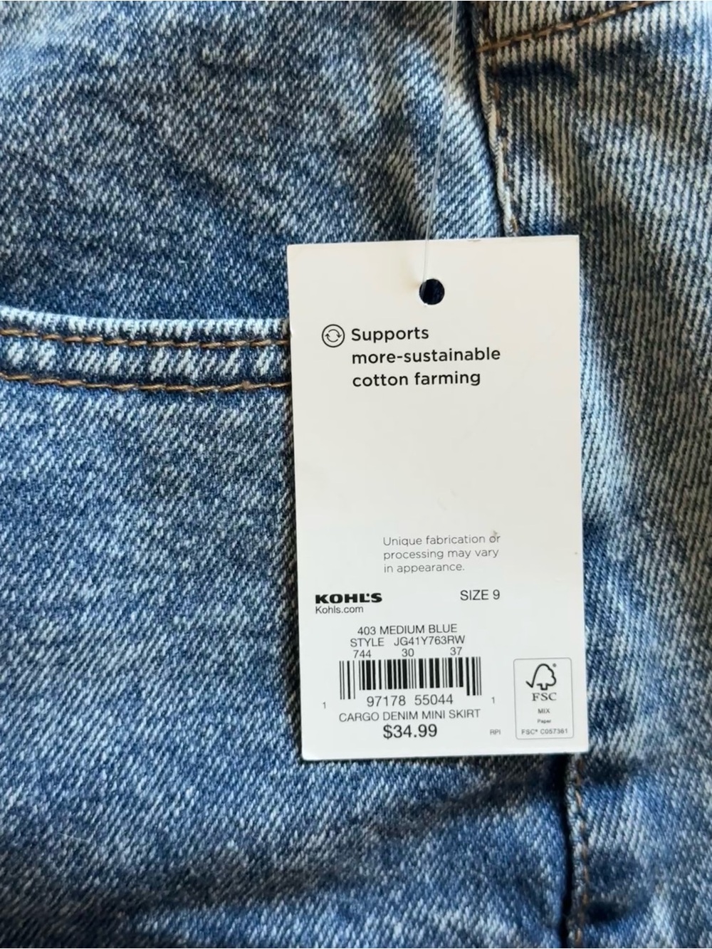 SO Medium Blue Cargo Denim Mini Skirt - Picture 3 of 5
